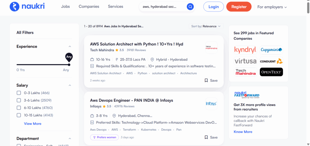 Naukri - aws course in Hyderabad