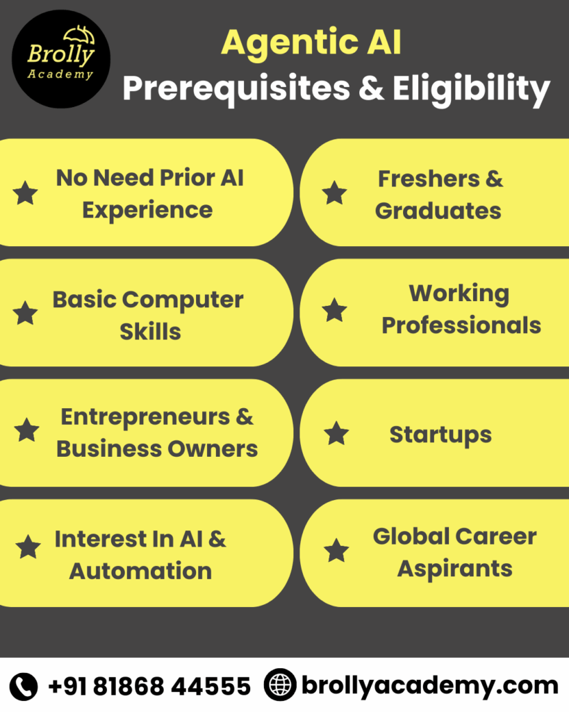Agentic AI Prerequisites & Eligibility - Agentic AI Course in Hyderabad - Brolly Academy