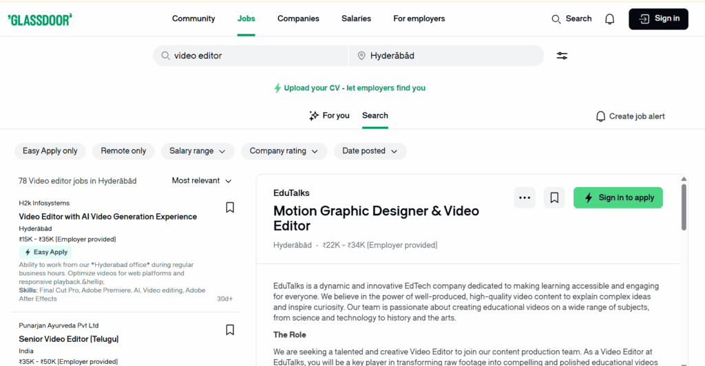 Glass Door-Video Editing Job Opportunities-Video Editing Course In Hyderabad