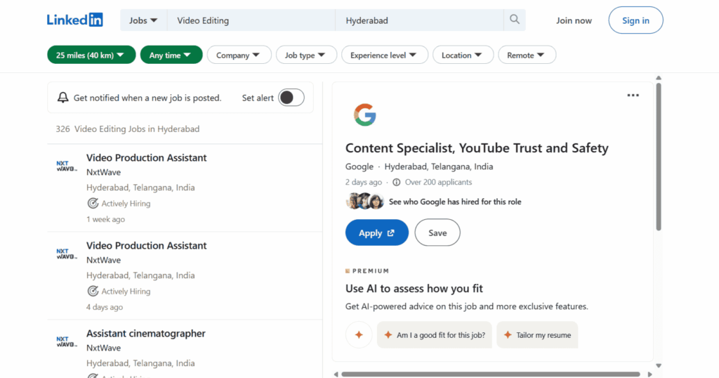 Linkedin-Video Editing Job Opportunities- Video Editing Course in hyderabad