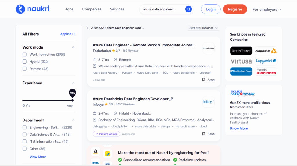 Naukri - Azure Data Engineer Training In Hyderabad