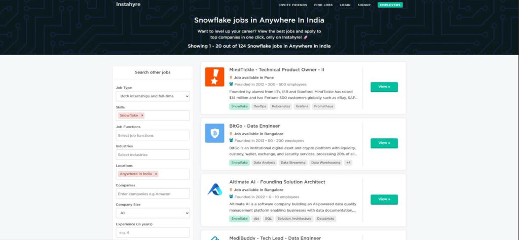 Snowflake training in Hyderabad - Snowflake coaching jobs - instahyre