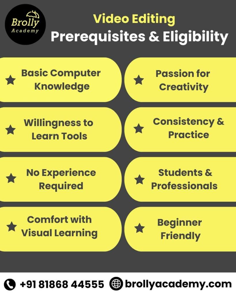Video Editing Prerequisites Eligibility -Video Editing Course In Hyderabad