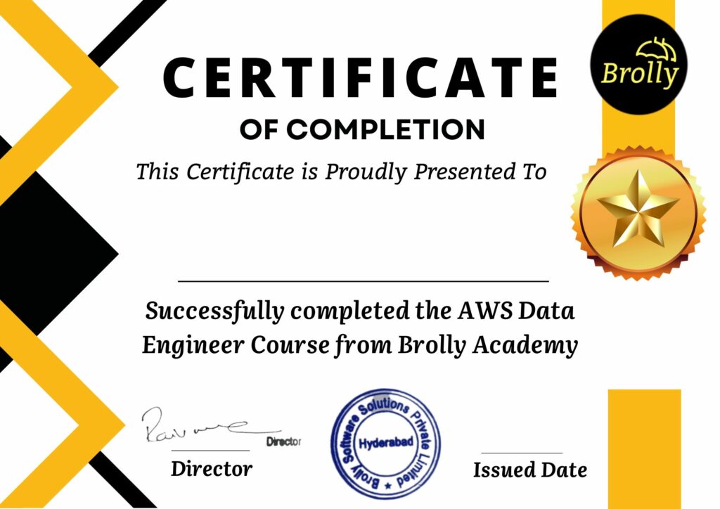 AWS Data Engineer Course in Hyderabad - AWS Data Engineer Course Completion Certificate