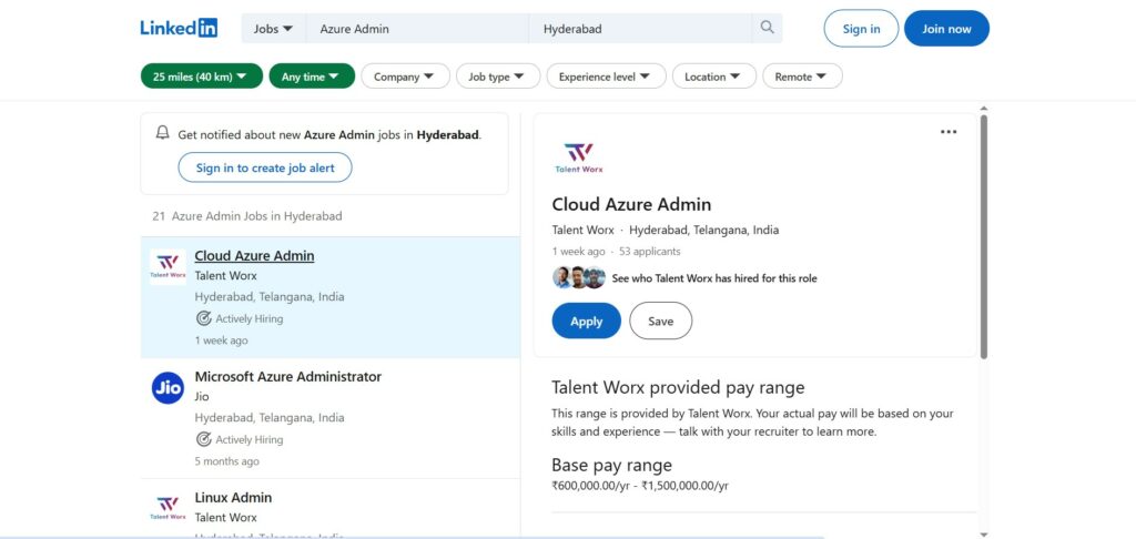 Azure Training in Hyderabad-Azure Administration jobs in hyderabad -Linkedin
