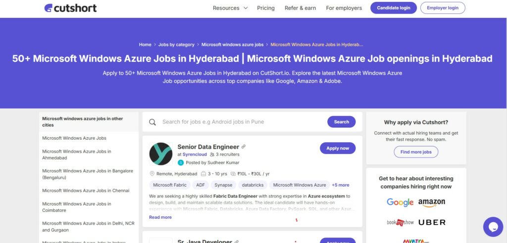 Azure Training in Hyderabad-Azure Administration jobs in hyderabad -cutshort