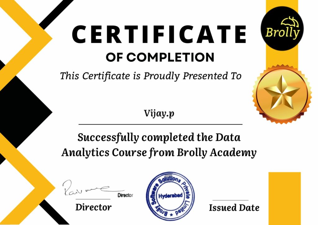 Data Analytics Course in Hyderabad - Data Analytics Course Completion Certificate