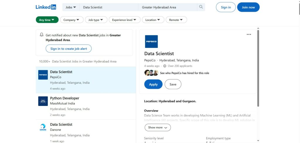 Data Science Course in Hyderabad-Data Science jobs in hyderabad -Linkedin