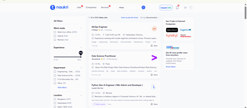 MLOPS Training In Hyderabad - Jobs In Hyderabad - Naukri