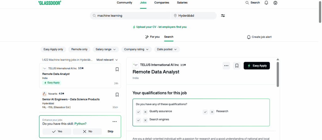 Machine Learning Training in Hyderabad - Glassdoor -Jobs