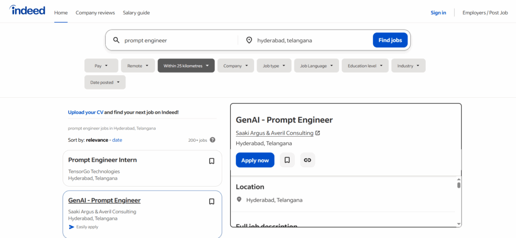 Prompt Engineer Job Vacancies in Hyderabad