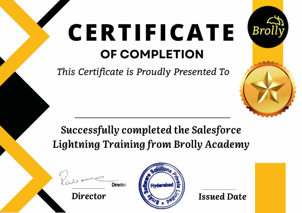 Salesforce Lightning Training In Hyderabad - Salesforce lightning Course Completion Certificate
