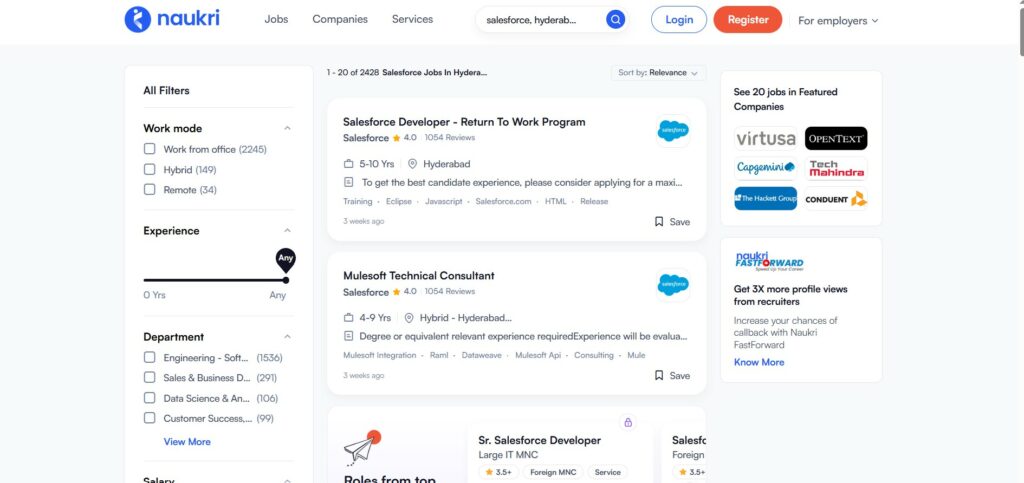 Salesforce Training in Hyderabad- salesforce jobs in hyderabad -Naukri