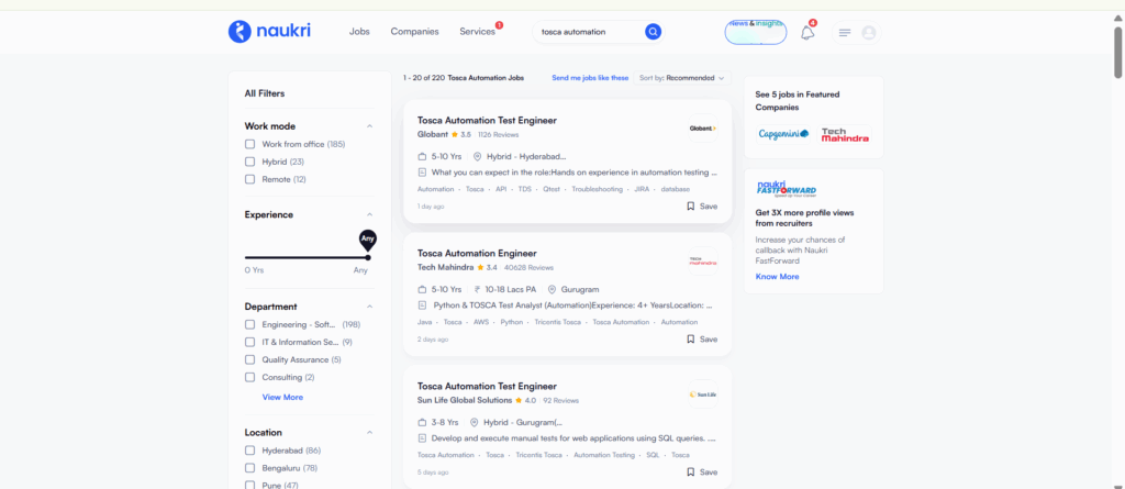 Tosca Training In Hyderabad - Jobs In Hyderabad - Naukri