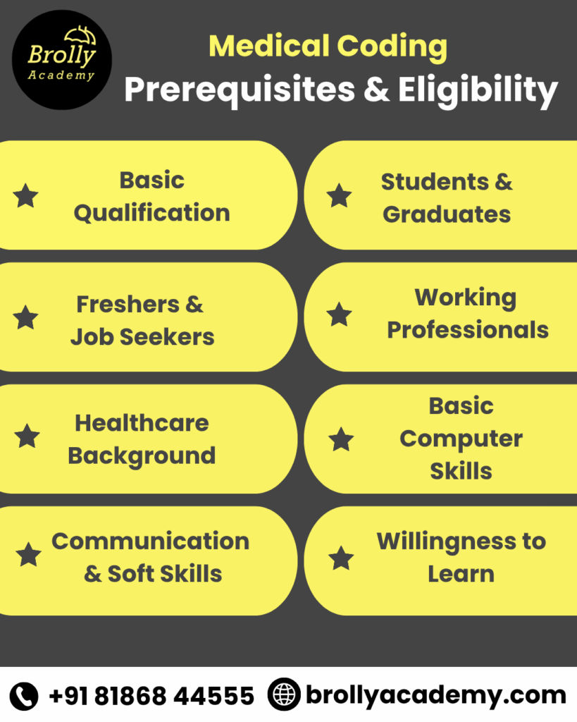 medical coding prerequisites & eligibility - medical coding course in hyderabad - brolly academy