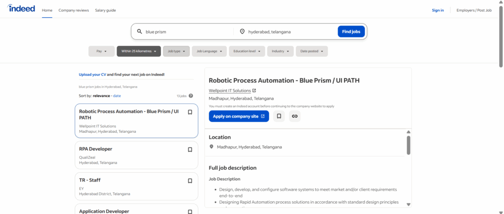 Blue Prism Training In Hyderabad - Jobs in Hyderabad - Indeed