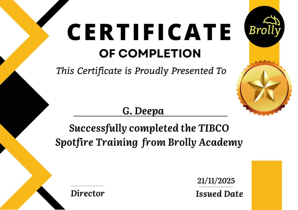 TIBCO Spotfire Training In Hyderabad - Certificate