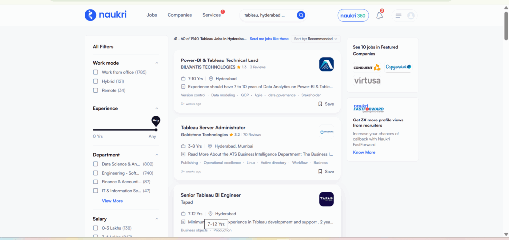 Tableau Training In Hyderabad - Jobs in Hyderabad - Naukri