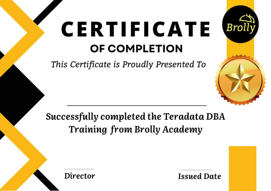Teradata DBA Training in Hyderabad - Certificate