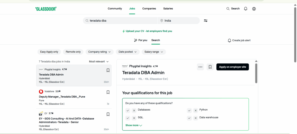 Teradata DBA Training in Hyderabad - Jobs In Hyderabad - Glassdoor