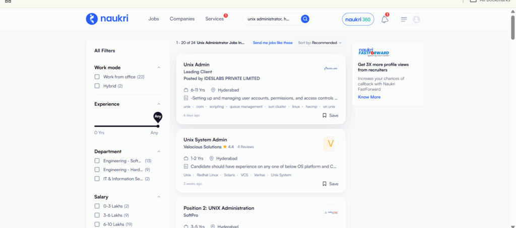 Unix Administrator Training in Hyderabad - Jobs In Hyderabad - Naukri