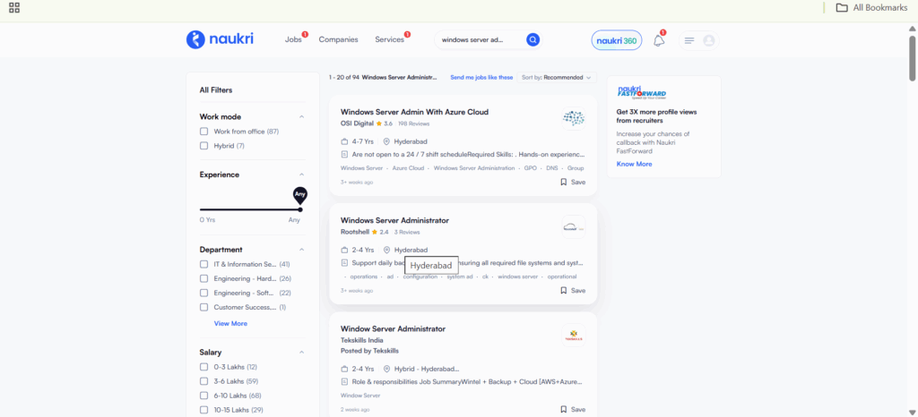Windows Server Administration Training in Hyderabad- Jobs In Hyderabad Naukri