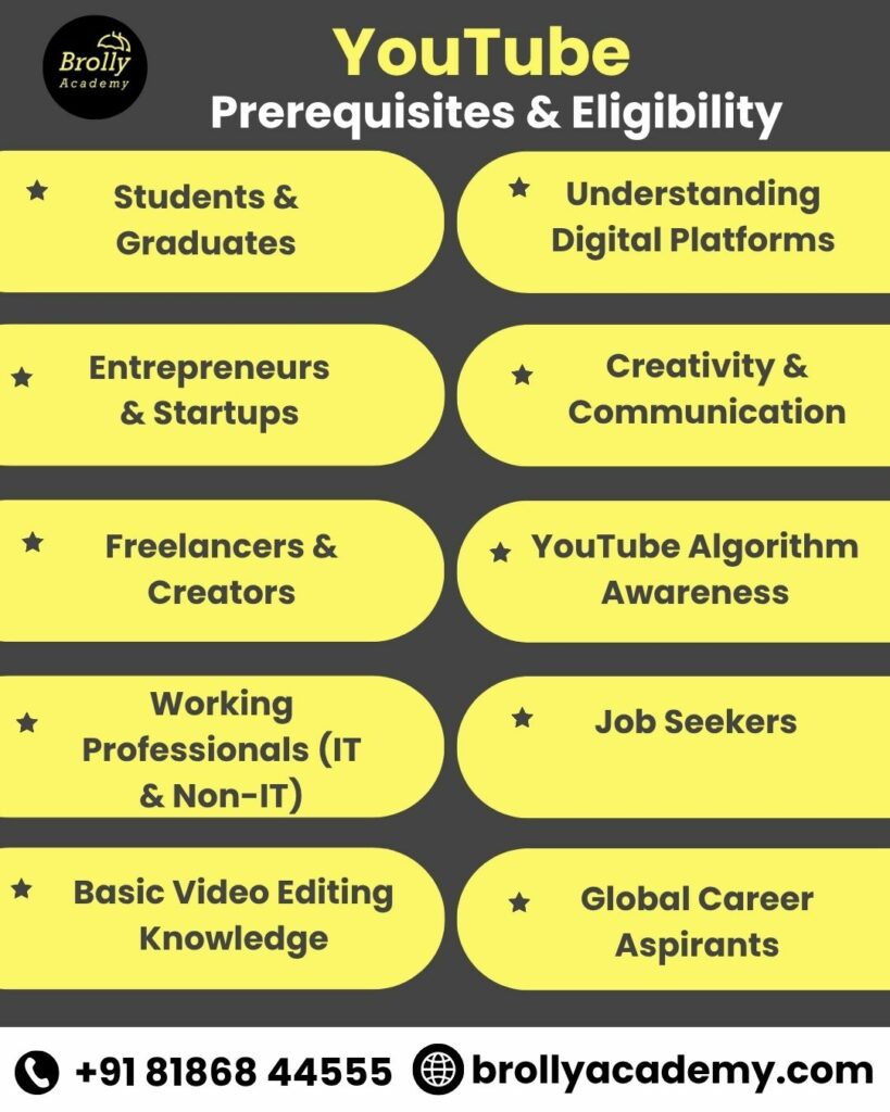 youtube training in hyderabd - prerequisites & eligibility