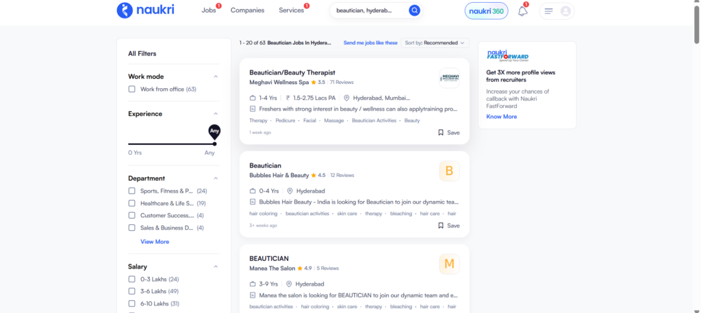 Beautician Course In Hyderabad - Jobs In Hyderabad - Naukri