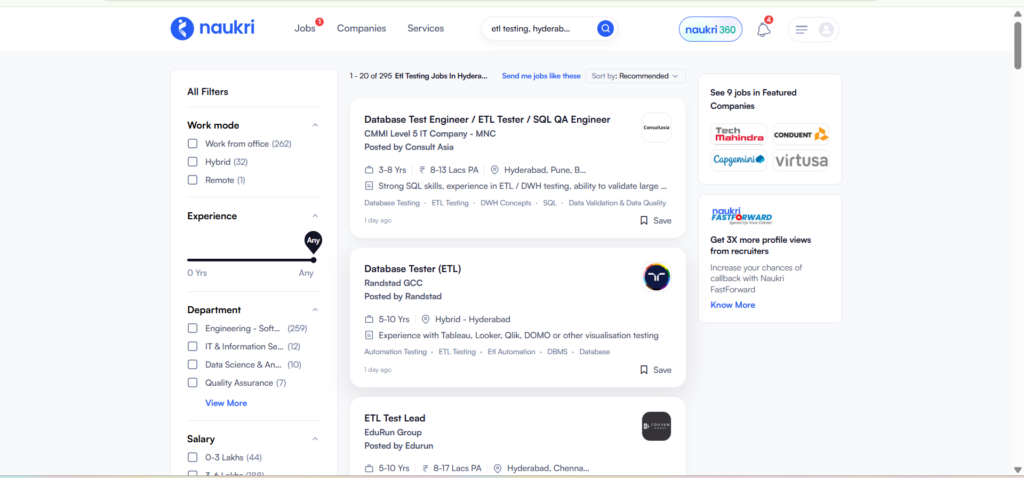 ETL Testing Course In Hyderabad - Jobs in Hyderabad - Naukri
