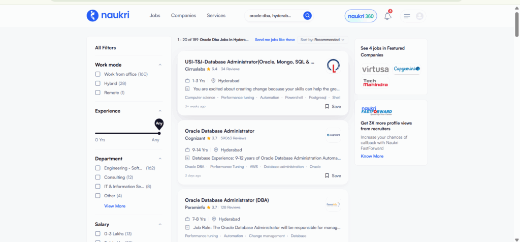 Oracle DBA Training In Hyderabad - Jos In Hyderabad - Naukri