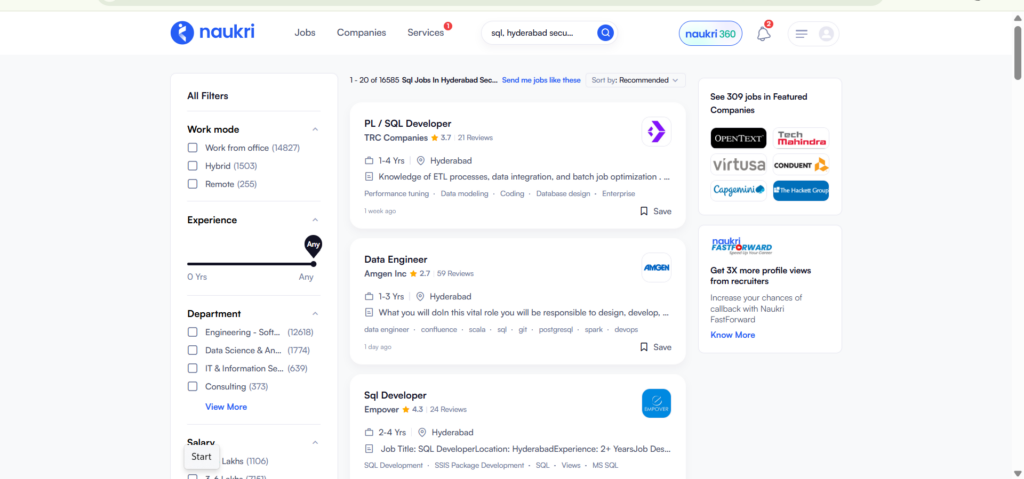 SQL Course In Hyderabad - Jobs In Hyderabad - Naukri