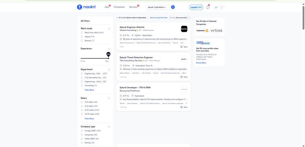 Splunk Training In Hyderabad - Jobs In Hyderabad - Naukri