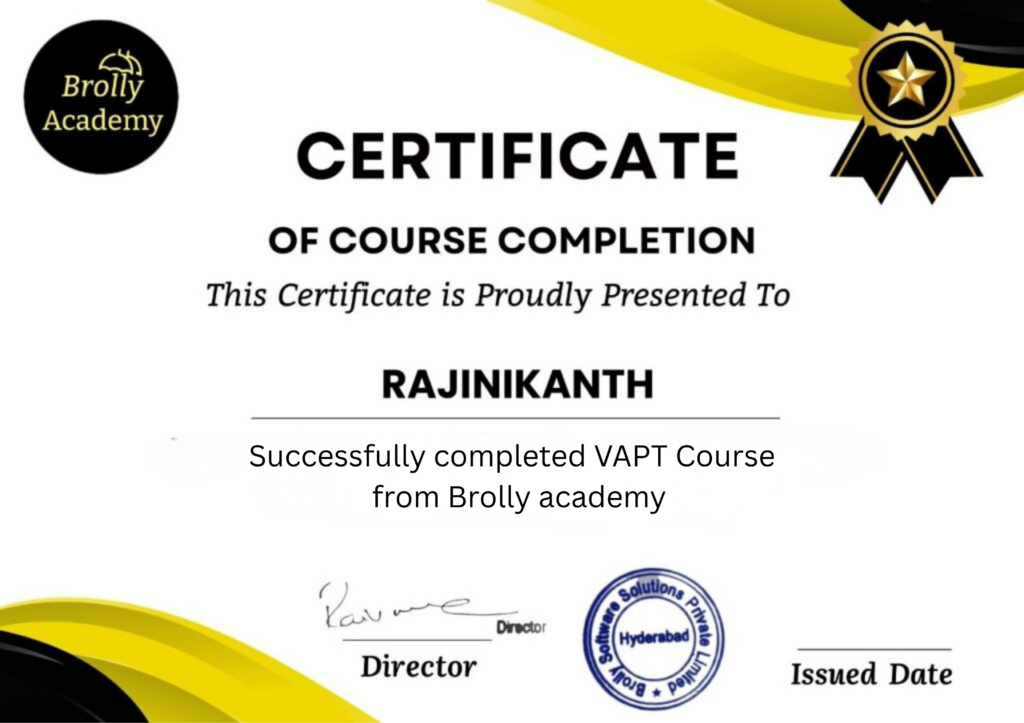 Certification of VAPT Training in Hyderabad at Brolly academy