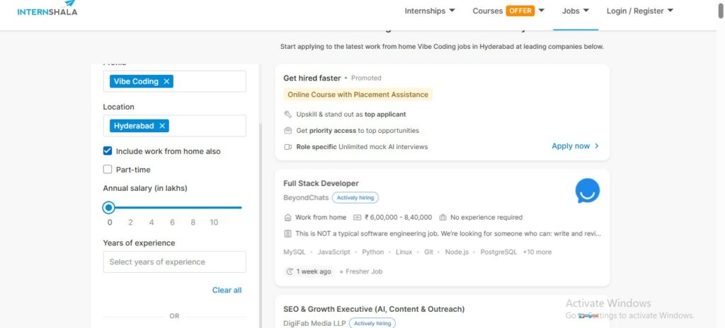 Vibe coding Jobs - internsala