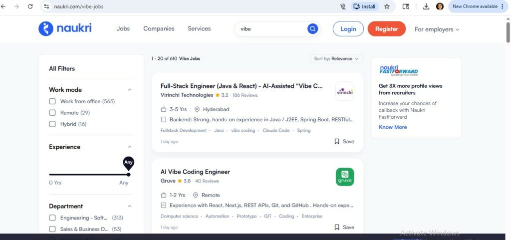 Vibe coding jobs - naukri