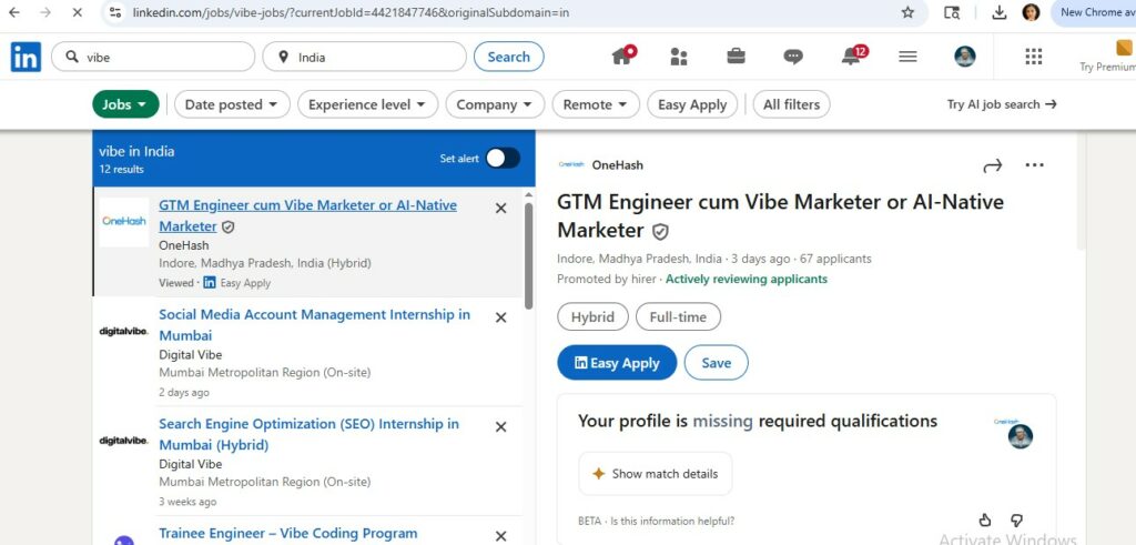 vibe coding jobs - linked in