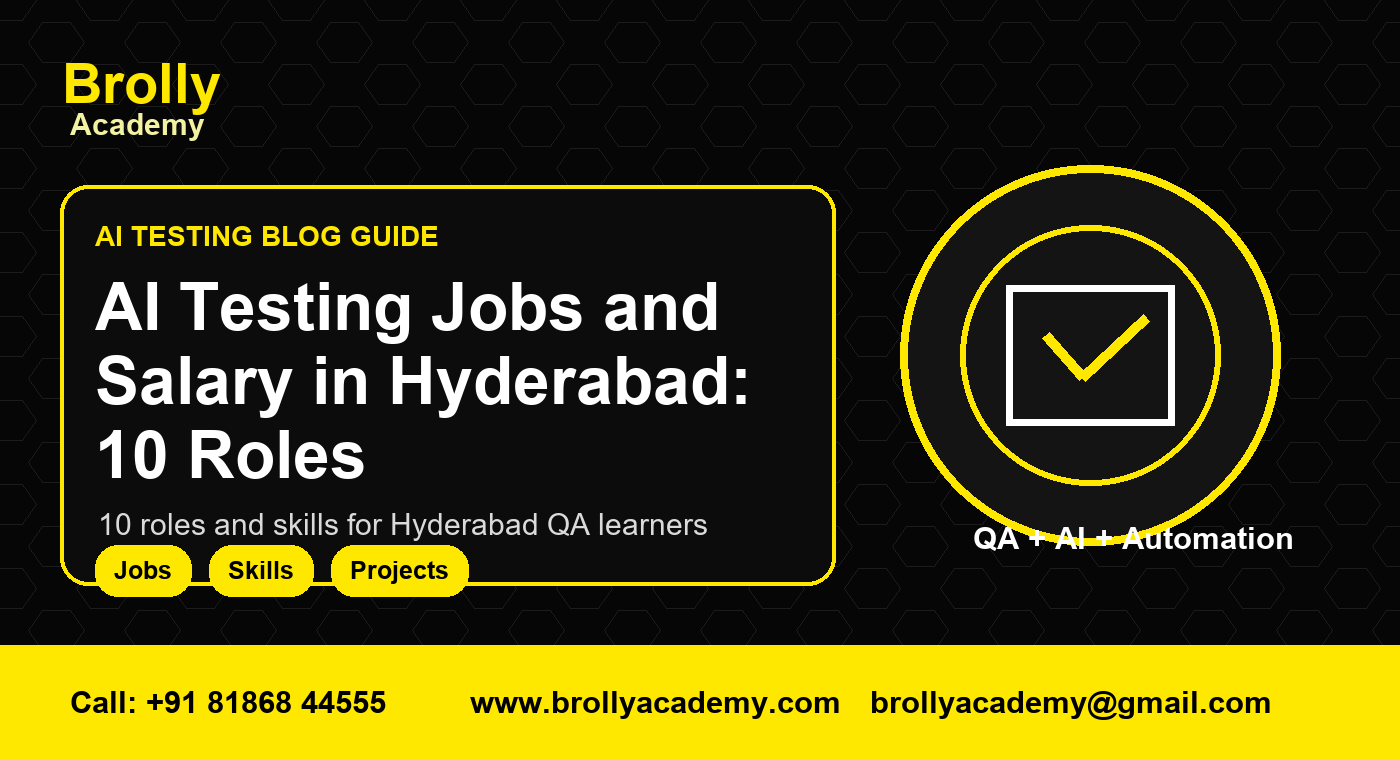 AI Testing Jobs and Salary in Hyderabad: 10 Roles - Brolly Academy visual banner