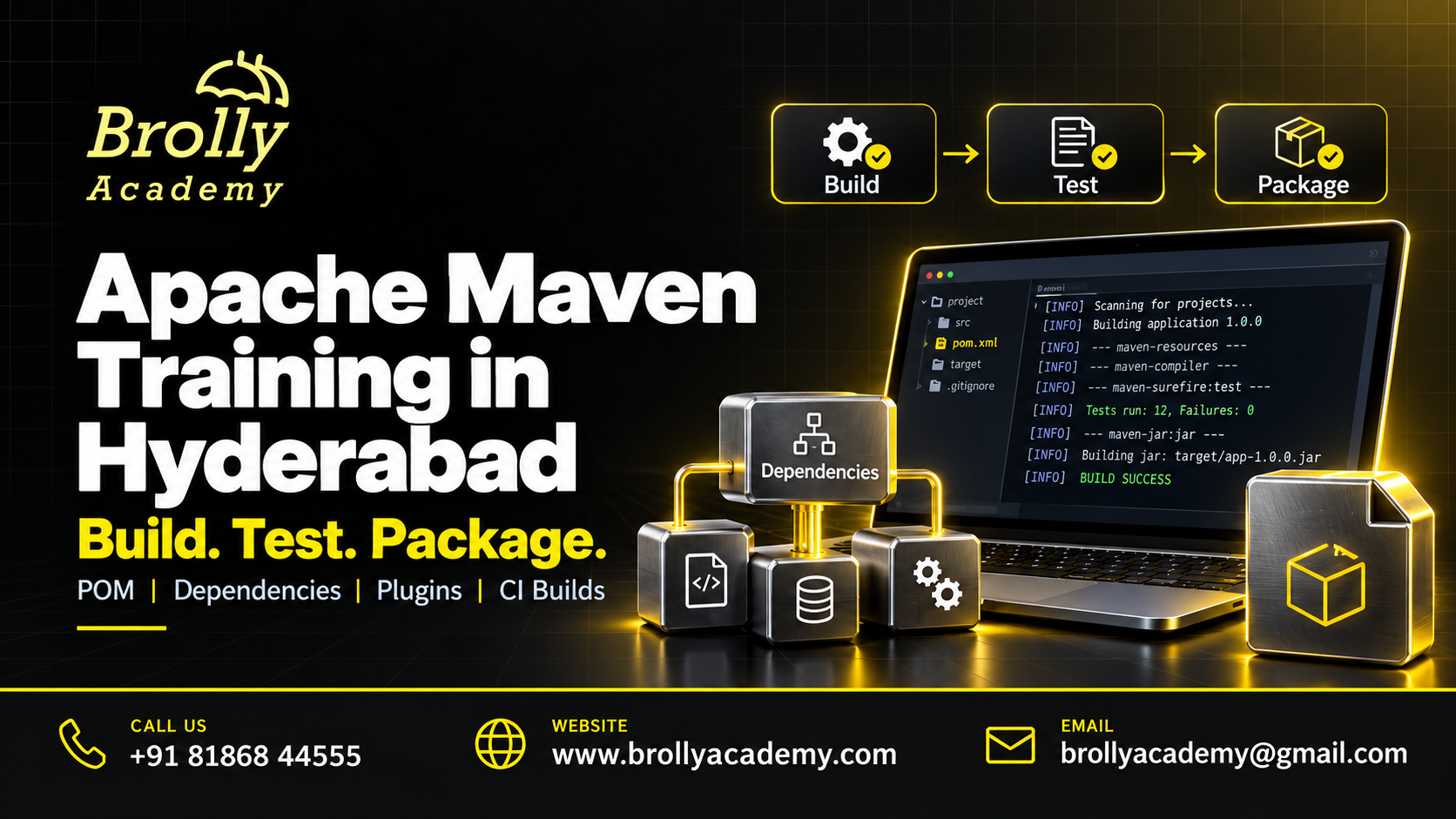 Apache Maven Training in Hyderabad - Brolly Academy practical course modules