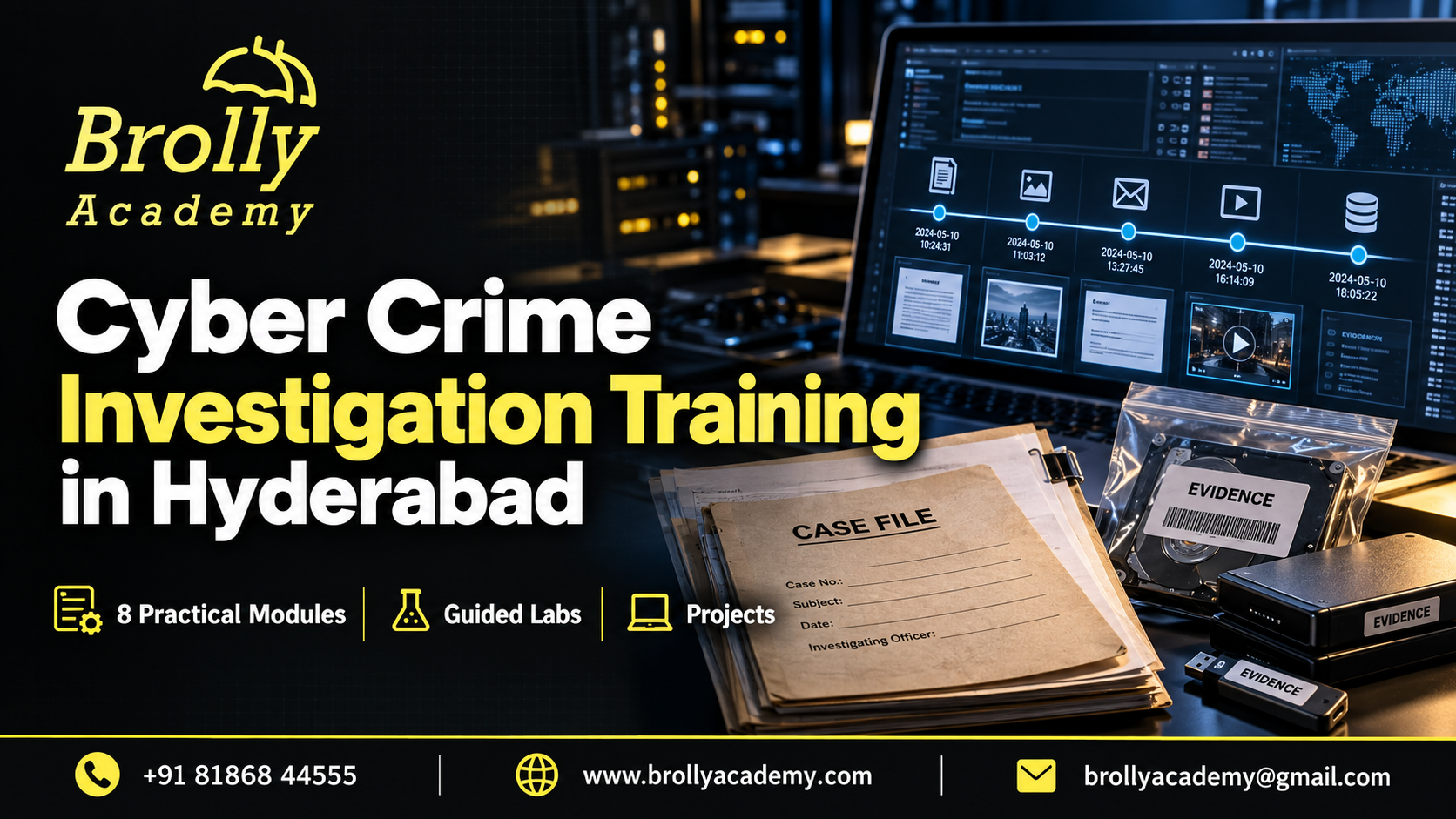 Cyber Crime Investigation Training in Hyderabad - Brolly Academy practical course modules