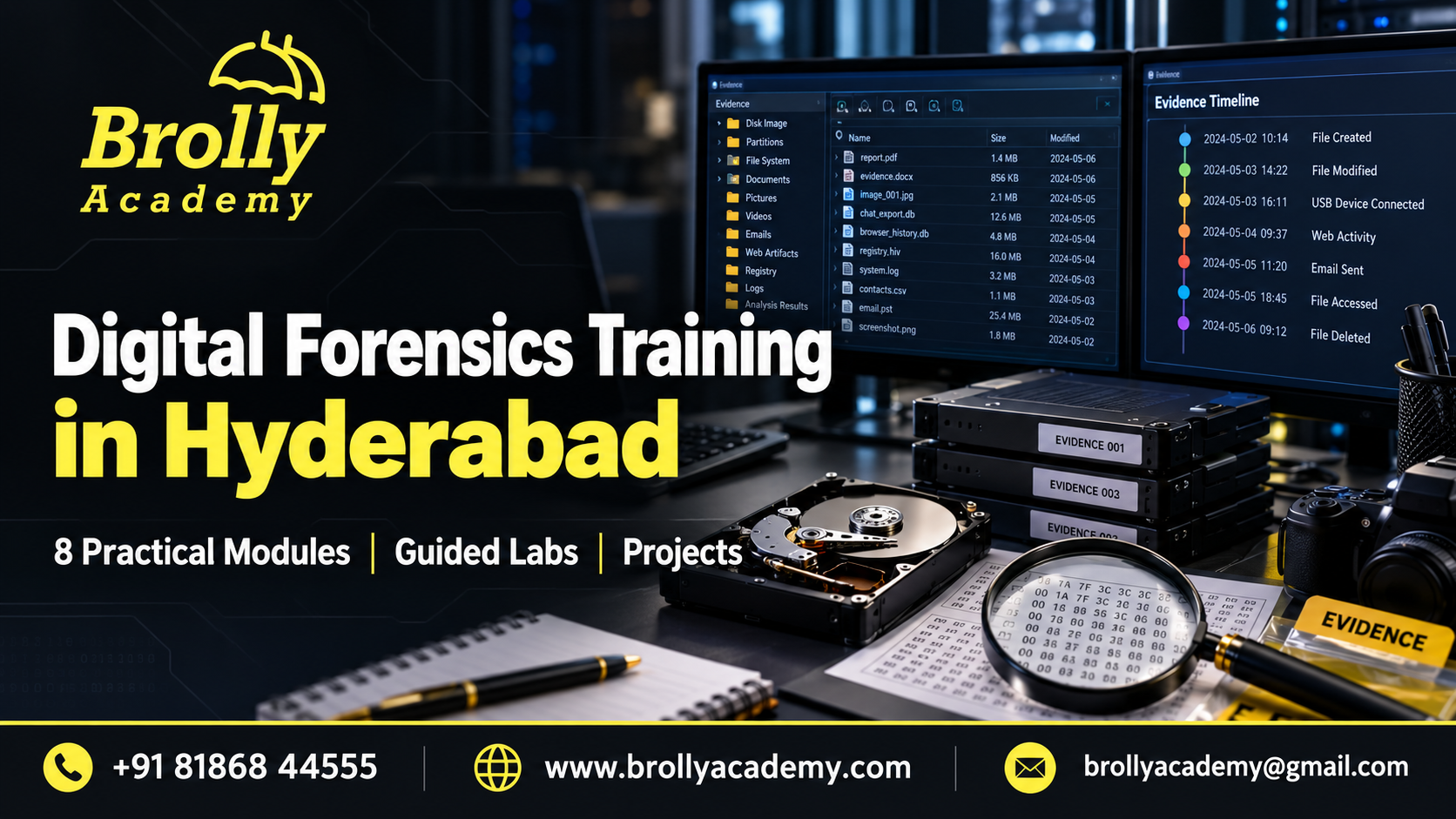 Digital Forensics Training in Hyderabad - Brolly Academy practical course modules