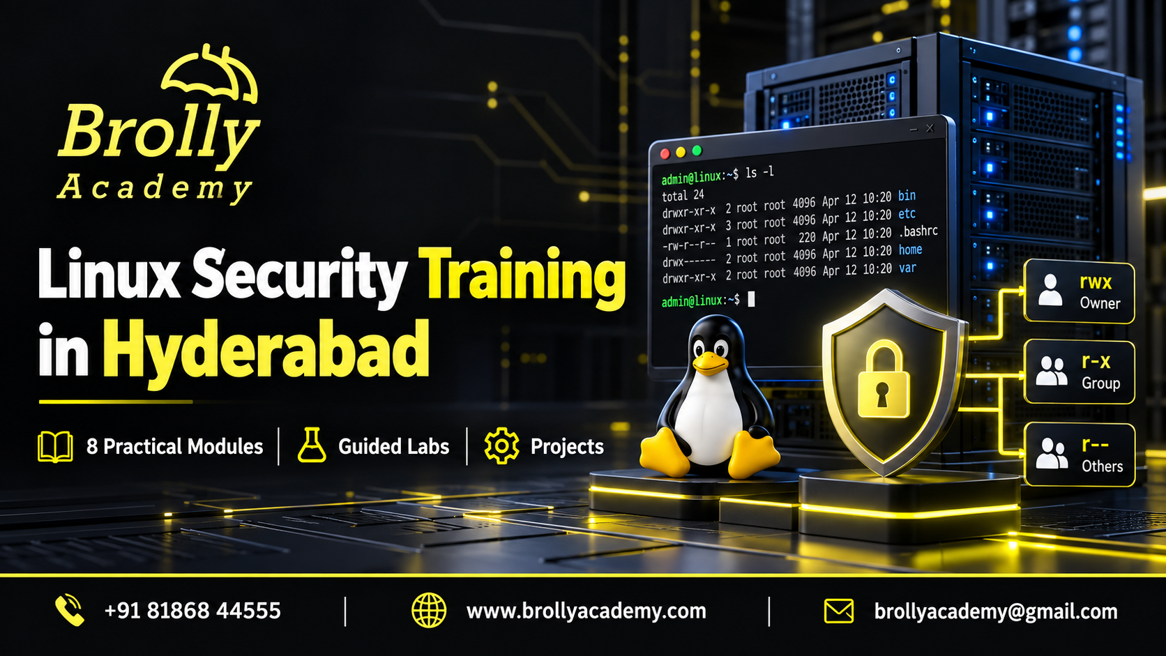 Linux Security Training in Hyderabad - Brolly Academy practical course modules