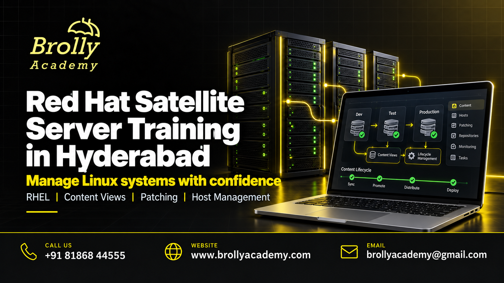 Red Hat Satellite Server Training in Hyderabad - Brolly Academy practical course modules