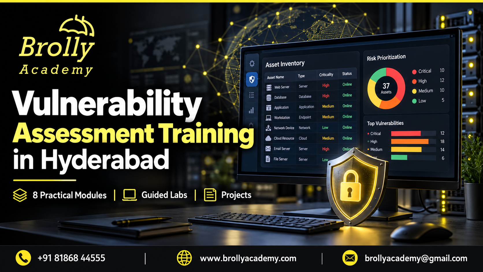 Vulnerability Assessment Training in Hyderabad - Brolly Academy practical course modules