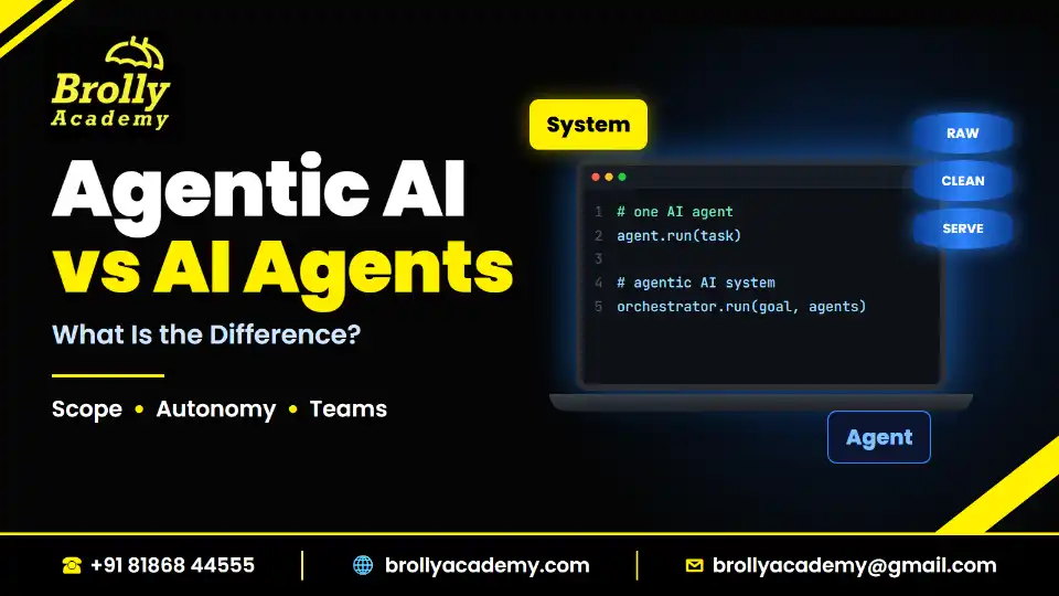 Agentic AI vs AI Agents: What Is the Difference?, Brolly Academy