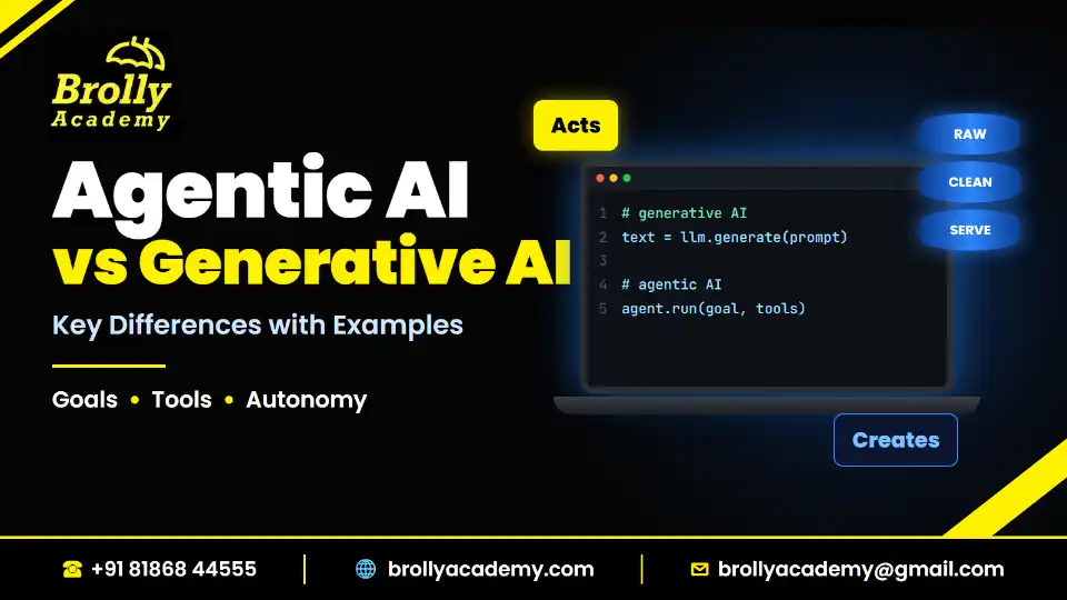 Agentic AI vs Generative AI: Key Differences (2026), Brolly Academy