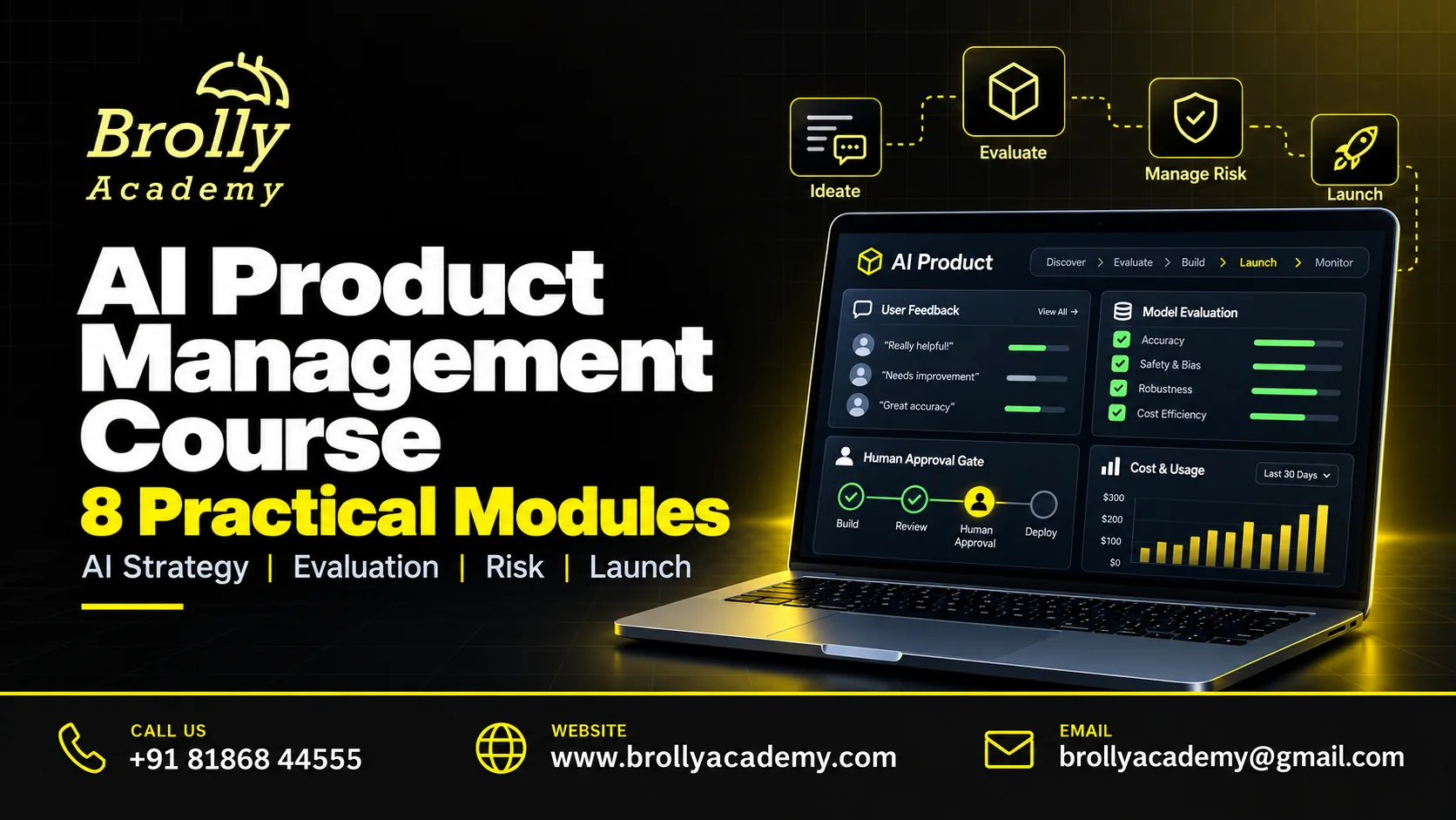 AI Product Management Course at Brolly Academy: 8 practical modules and course contact details