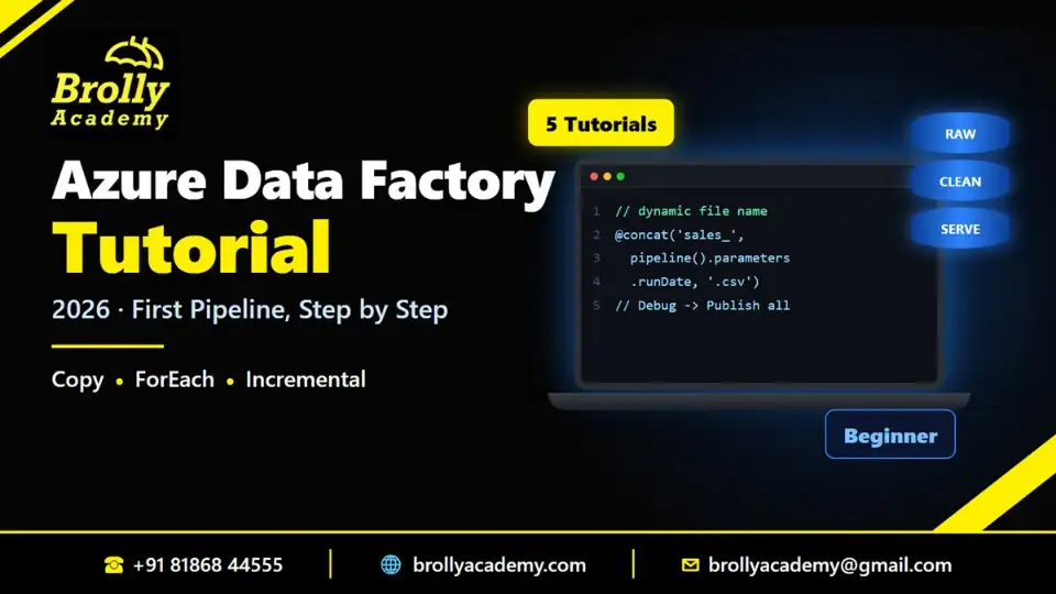 Azure Data Factory tutorial 2026: build your first ADF pipeline step by step with copy, ForEach and incremental load, by Brolly Academy