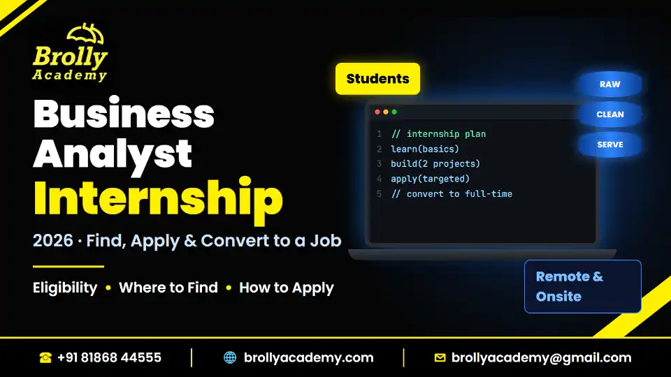 Business analyst internship 2026: stipend, skills and how to apply, Brolly Academy