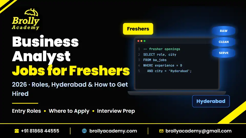 Business analyst jobs for freshers 2026, Brolly Academy