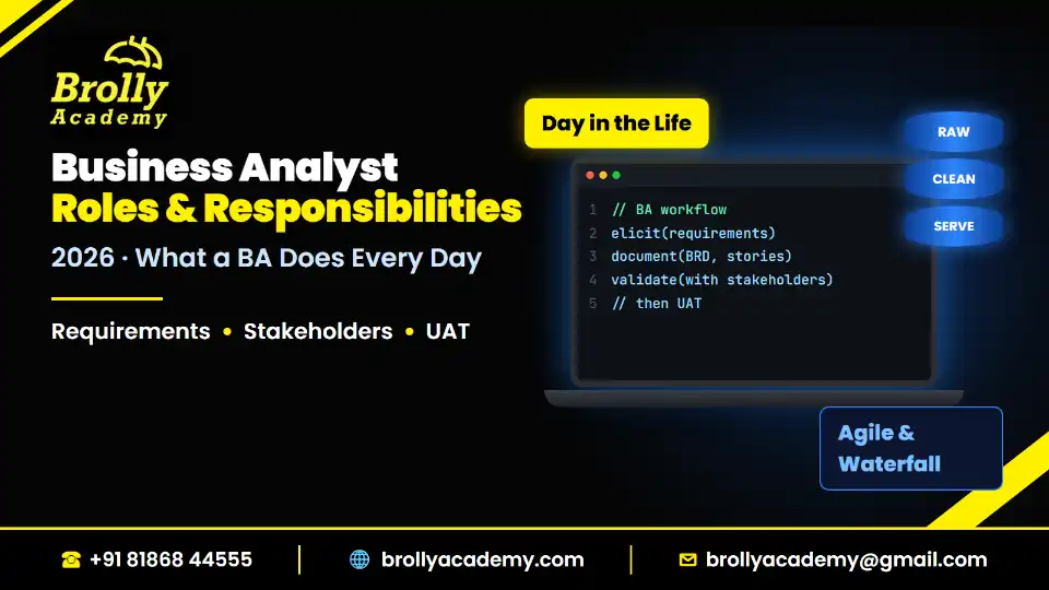 Business analyst roles and responsibilities 2026, Brolly Academy